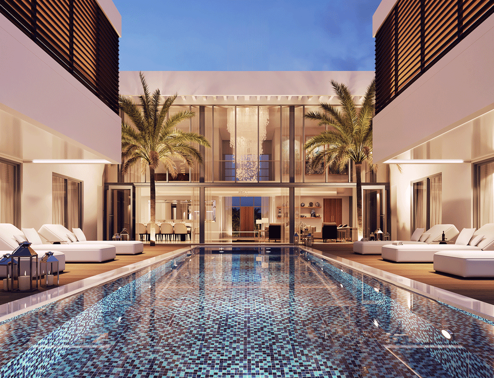 Waterfront villa with pool